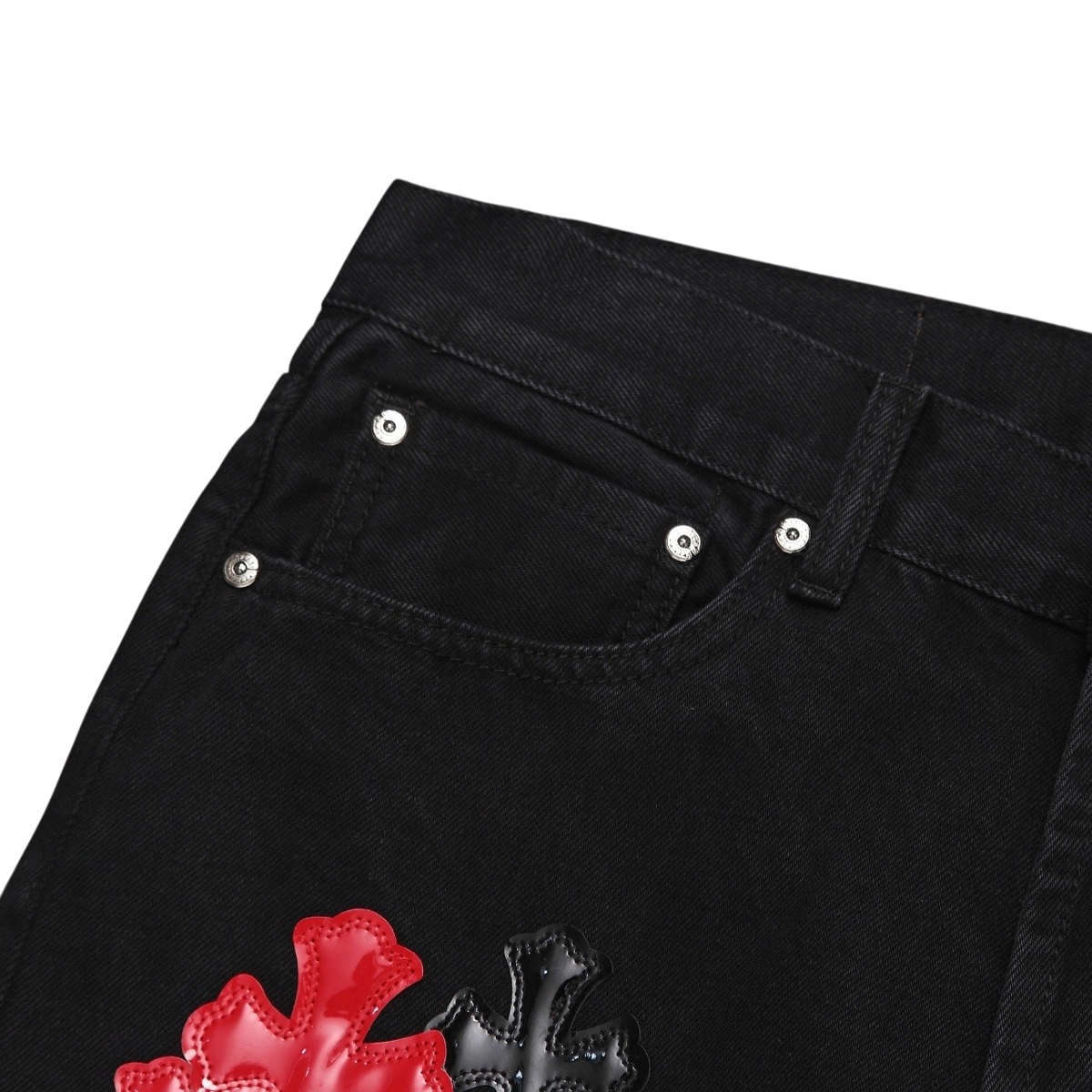 chrome hearts White Cross Patch Denim Shorts – Blue Wash