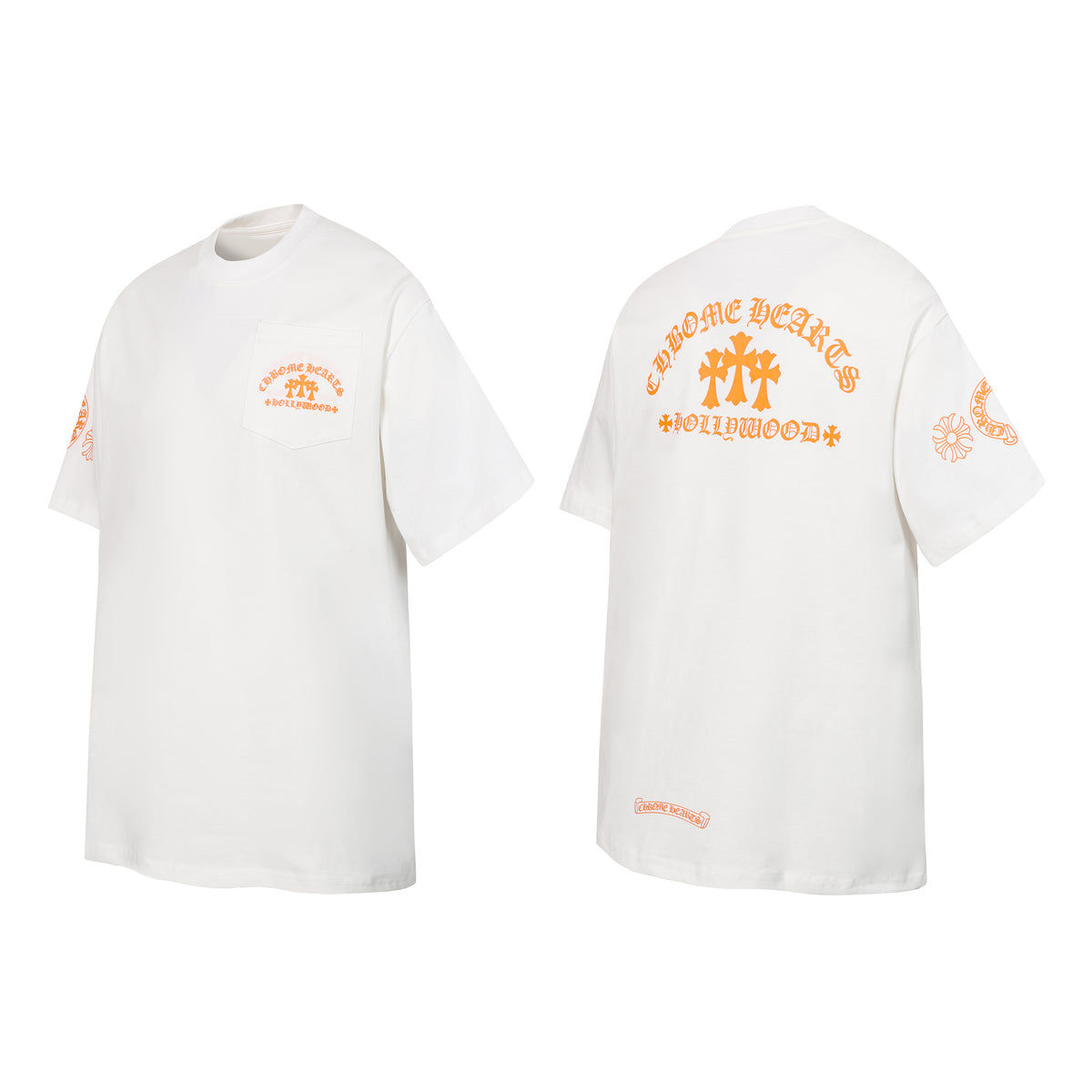 Chrome Hearts White Orange Cross Pocket Tee