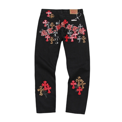 chrome hearts White Cross Patch Denim Shorts – Blue Wash