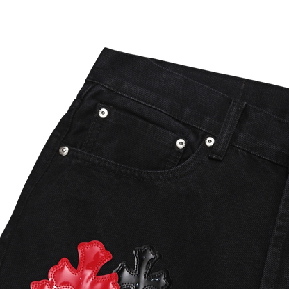 chrome hearts White Cross Patch Denim Shorts – Blue Wash